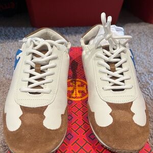 Women’s White and Brown Tory Burch Sneakers